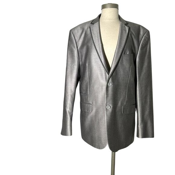 Figlio Lontano Silver Suit w/ black accents Two-piece suit 42 R pants 36 R X 30 - Picture 3 of 16